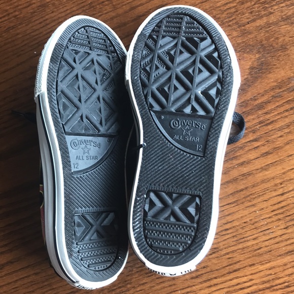 Converse All Star black w orange/yellow flames low top kids shoes NWOT - Picture 7 of 8